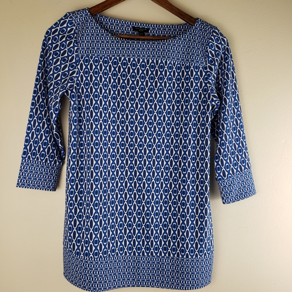 Ann Taylor Tops - Ann Taylor Blue White Pullover top